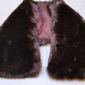 Vintage Faux Fur Collar - Satin Lined with Leather